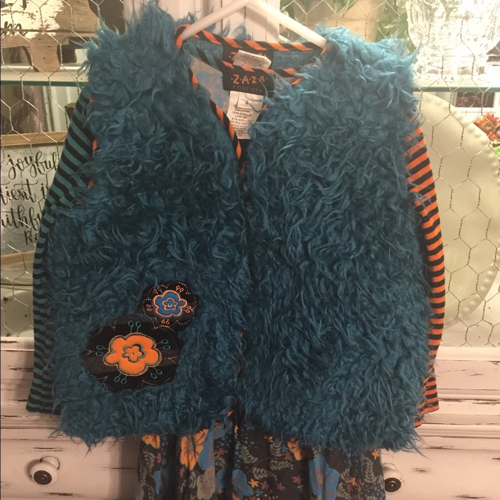 Zara Couture Dress with Faux Fur Vest